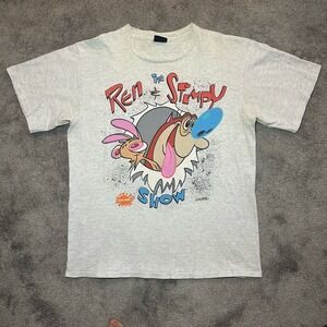 Vintage 1991 The Ren And Stimpy Show Nickelodeon Nicktoons MTV Tee Men's XL USA